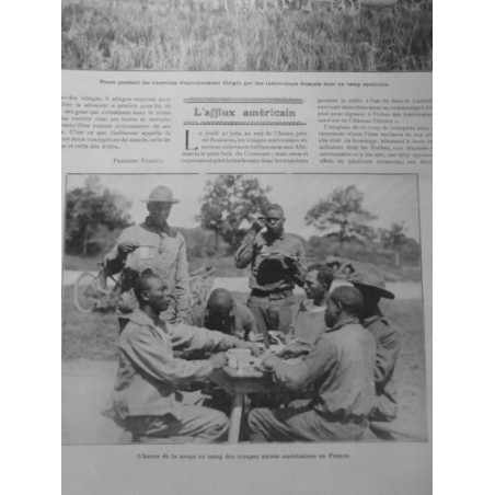 1918 FI GUERRE FRANCE CAMP TROUPES NOIRES AMERICAINES SOUPE