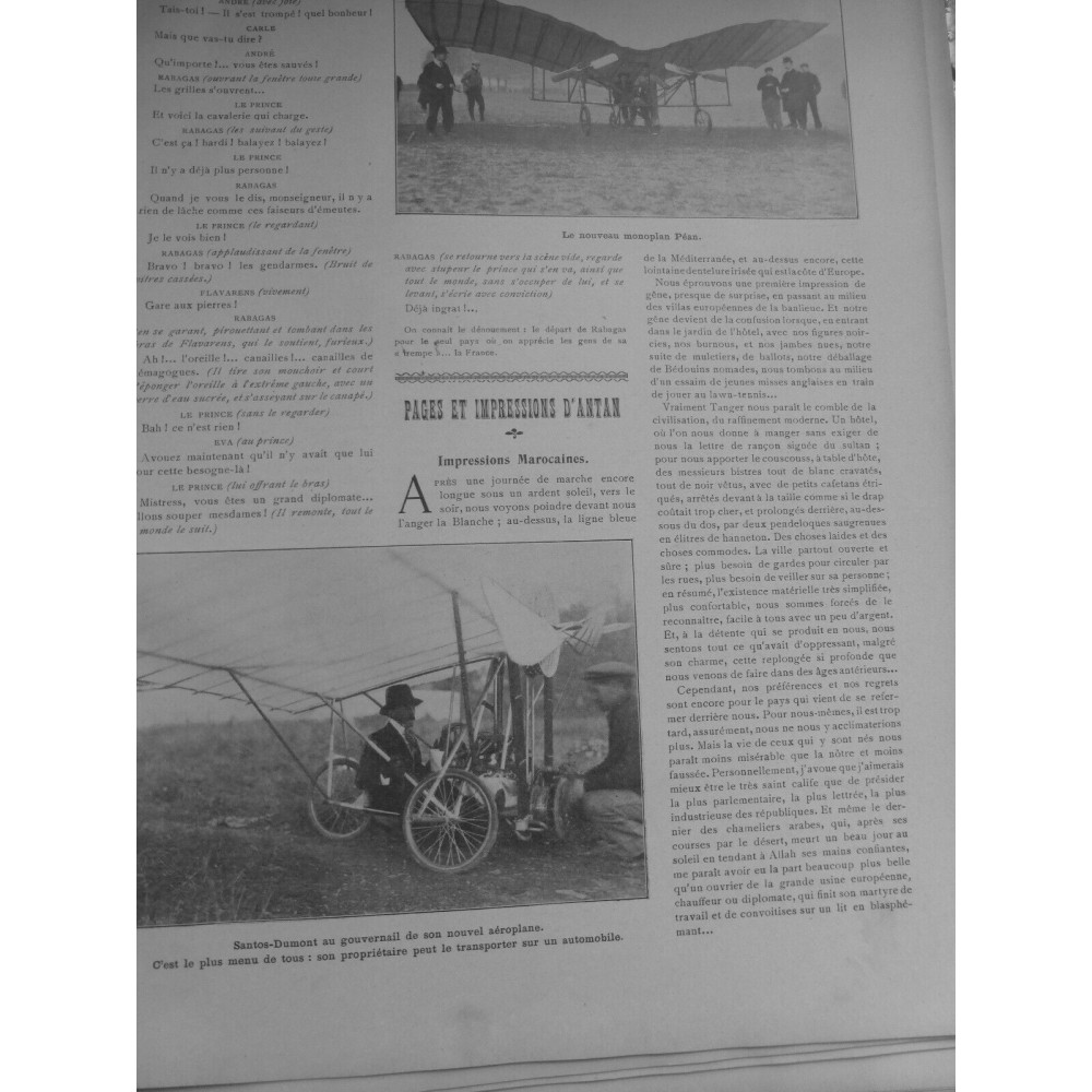 1908 FI MONOPLAN PEAN AEROPLANE SANTOS-DUMONT GOUVERNAIL HELICES