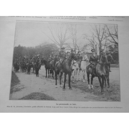 1918 FI GUERRE CALVACADES PERMISSIONNAIRES BOIS BOULOGNE MISS JOHNSTON