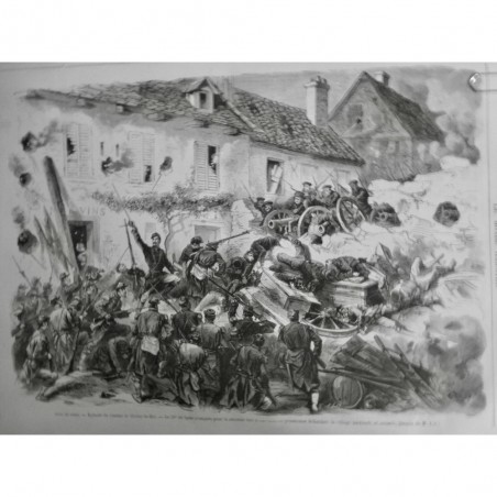 1870 MI PARIS SIEGE COMBAT CHOISY LE ROI SOLDAT PRUSSIE BARRICADE VILLAGE CANON