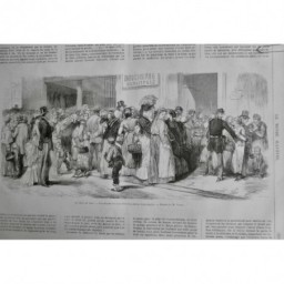 1870 MI PARIS SIEGE BOUCHERIE MUNICIPALE VIANDE FOULE FILE D ATTENTE GARDE