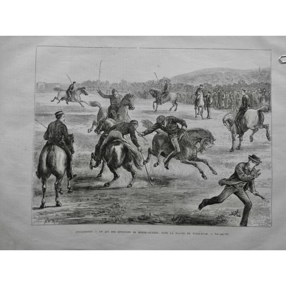 1872 UI POLO ANGLETERRE JEU OFFICER HORSE-GUARDS WOOLWICH BALLE CHEVAUX