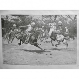 1872 UI POLO INDES ANGLAISES SPORT EQUESTRE INDIGENE CHEVAUX BALLE