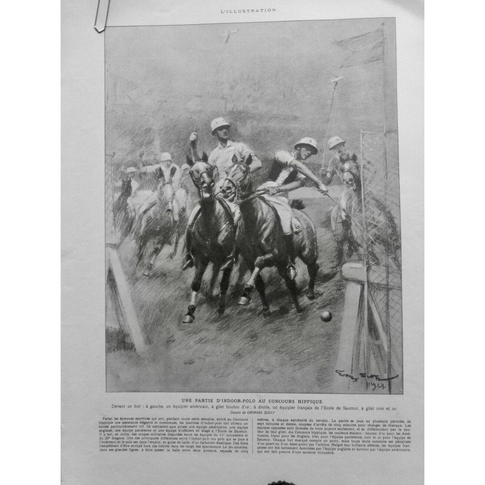 1872 UI POLO CONCOURS HIPPIQUE PARTIE INDOOR-POLO EPREUVE SPORTIVE POTEAUX BALLE