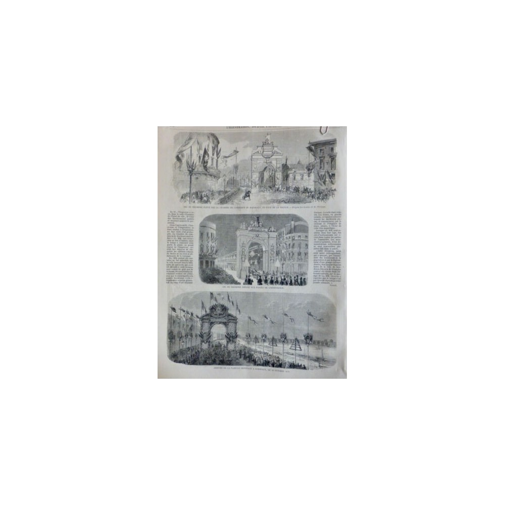 1859 I BORDEAUX ARC TRIOMPHE FOSSÉS INTENDANCE FAMILLE IMPERIALE