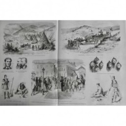 1870 MI GRECE MASSACR VOYAGEUR ITALIEN ANGLAIS BRIGAND BIVOUAC DEFILÉ 2 JOURNAUX