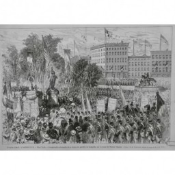 1876 MI ETATS UNIS NEW-YORK STATUE LAFAYETTE UNION SQUARE CORTEGE INAUGURATION