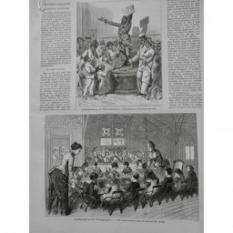 1876 MI I EXPO PHILADELPHIE CEREMONIE ENFANT CANON OBSERVATOIRE STATUE 4JOURNAUX