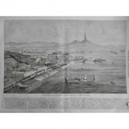 1858 I NAPLES GOLFE CHEMIN FER VOCAN VESUVE FUMEE