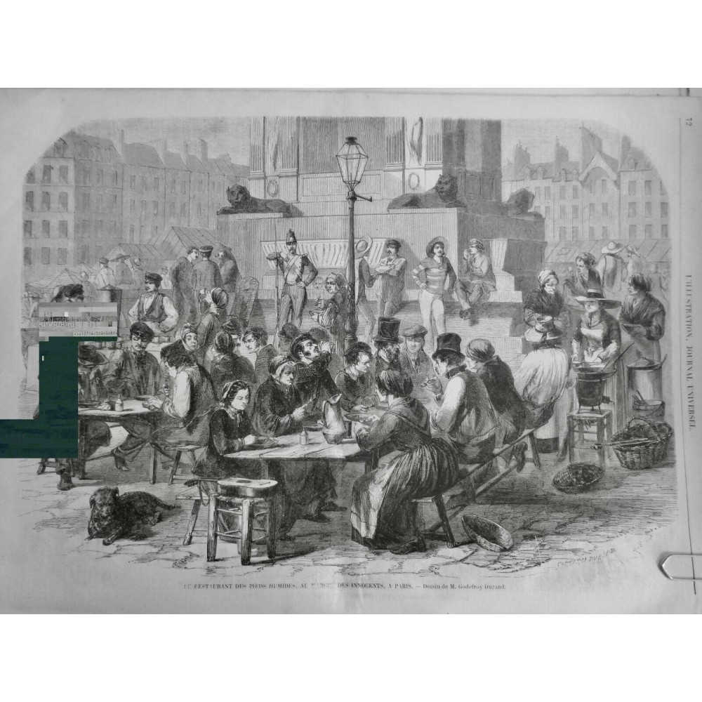 1858 I PARIS MARCHÉ INNOCENTS RESTAURANT PIEDS HUMIDES REPAS