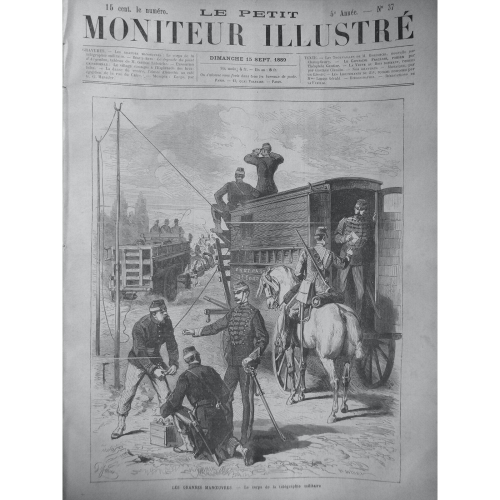 1889 PM GRANDES MANOEUVRES CORPS TELEGRAPHIE MILITAIRE