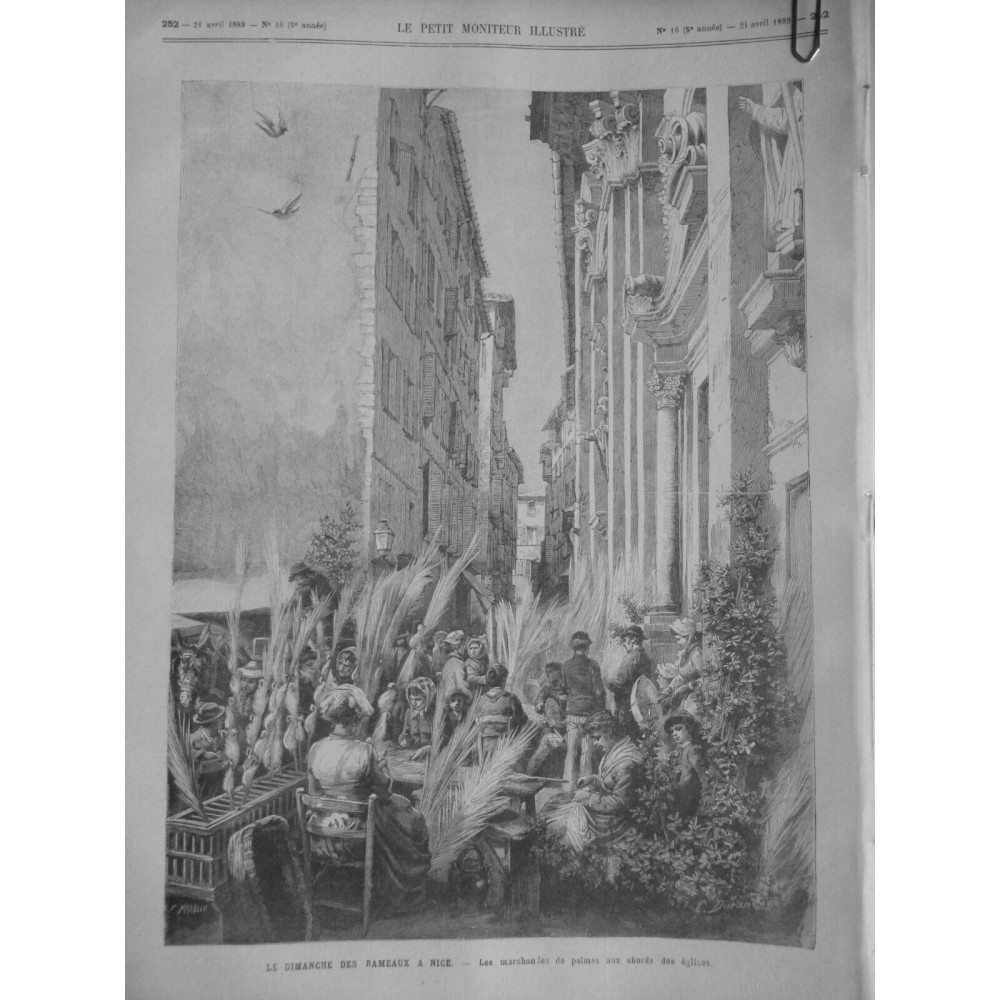 1889 PM DIMANCHE RAMEAUX NICE MARCHANDS PALMES ABORDS EGLISES