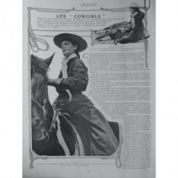 1906 F COWGIRLS FEMMES AMERICAINES DRESSAGE CHEVAL