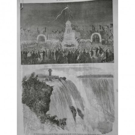 1859 MI CHUTES NIAGARA BMONDIN TRAVERSEE FIL HAUTEUR EQUILIBRISTE DOS COLCORD