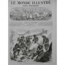 1860 MI GAËTE SIEGE VEDETTE PIEMONTAISE SOLDAT MONTAGNE PAUSE TROMPETTE