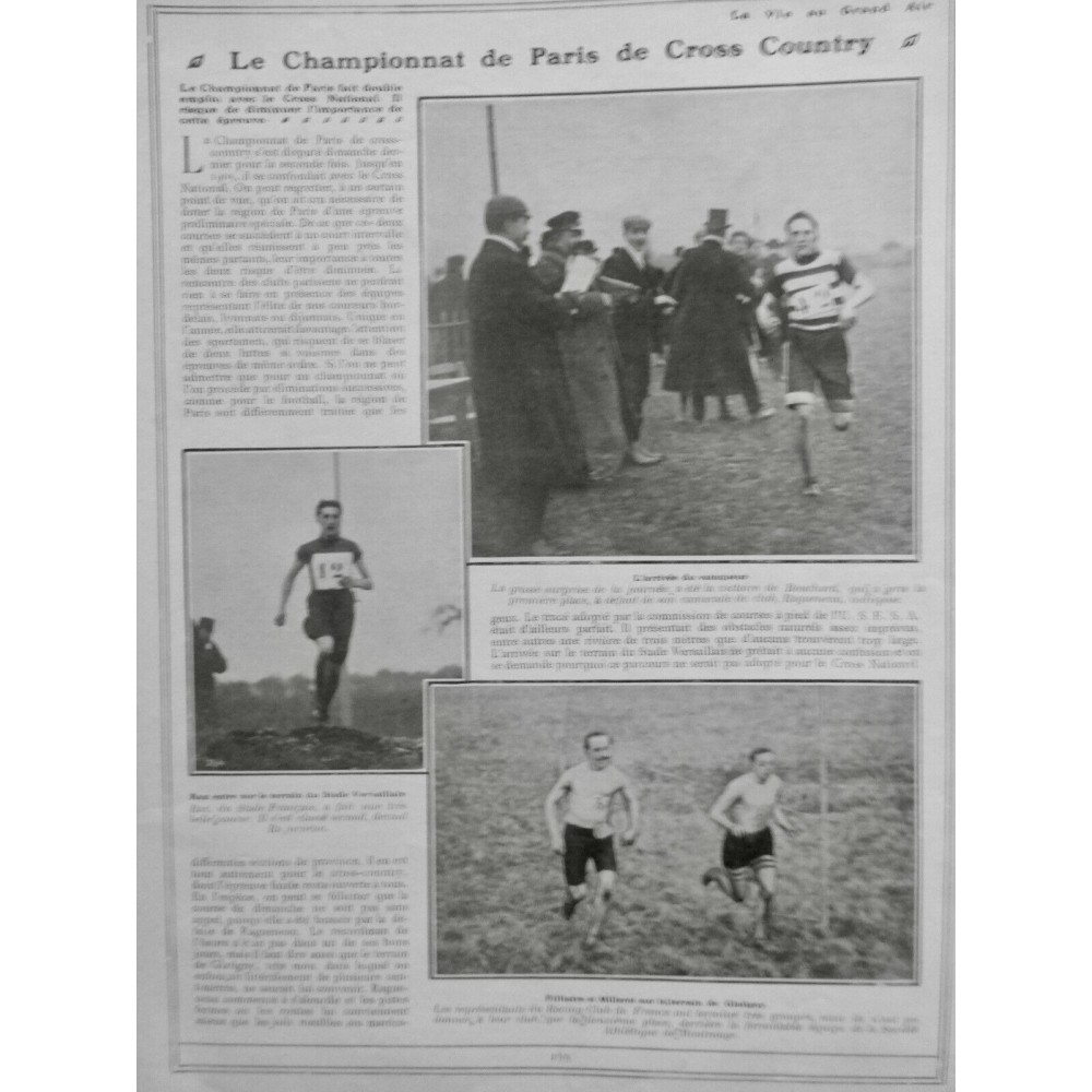 1906 VGA ATHLETISME CROSS COUNTRY CHAMPIONNAT PARIS COURSE VICTOIRE BOUCHARD