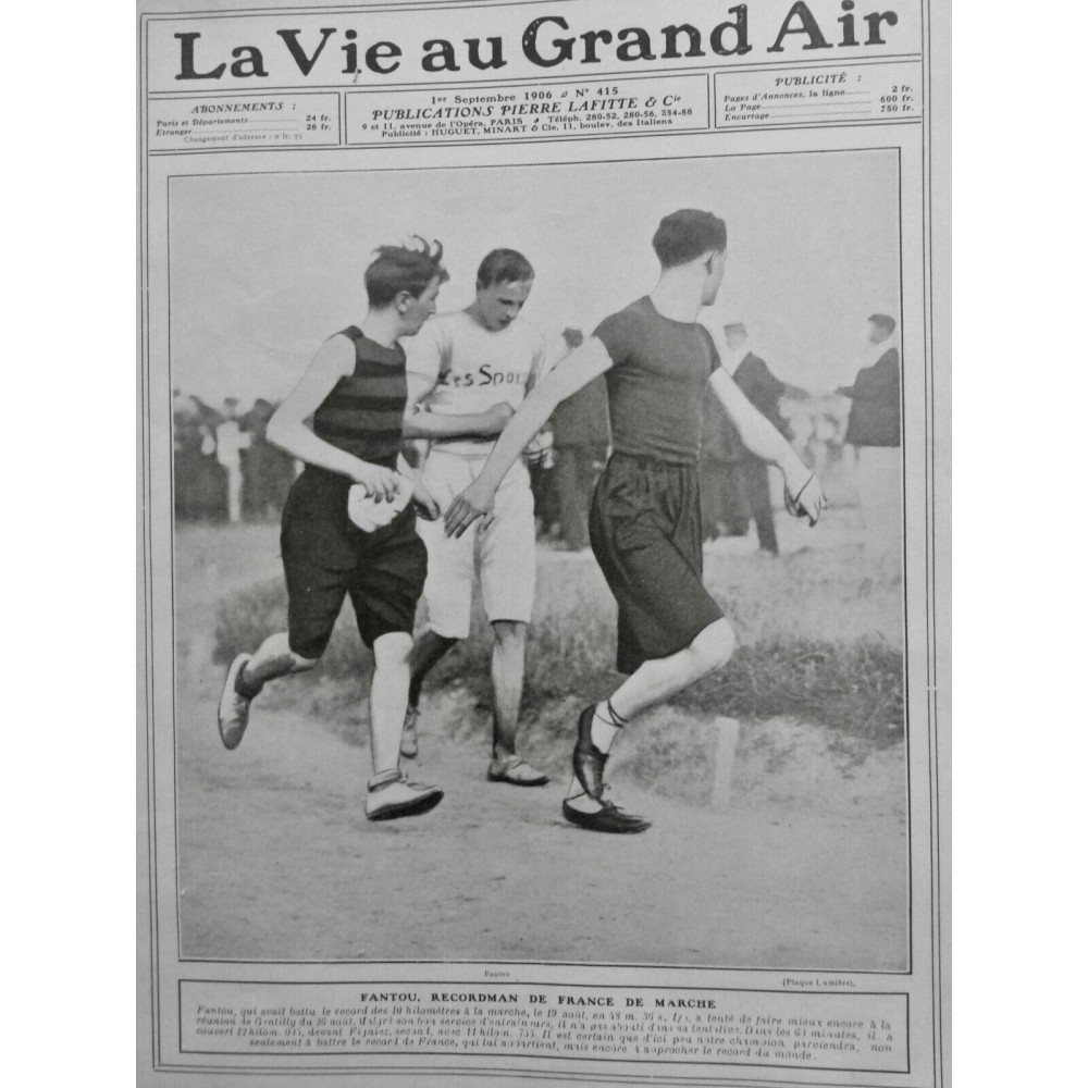 1906 VGA ATHLETISME FANTOU RECORDMAN FRANCE MARCHE