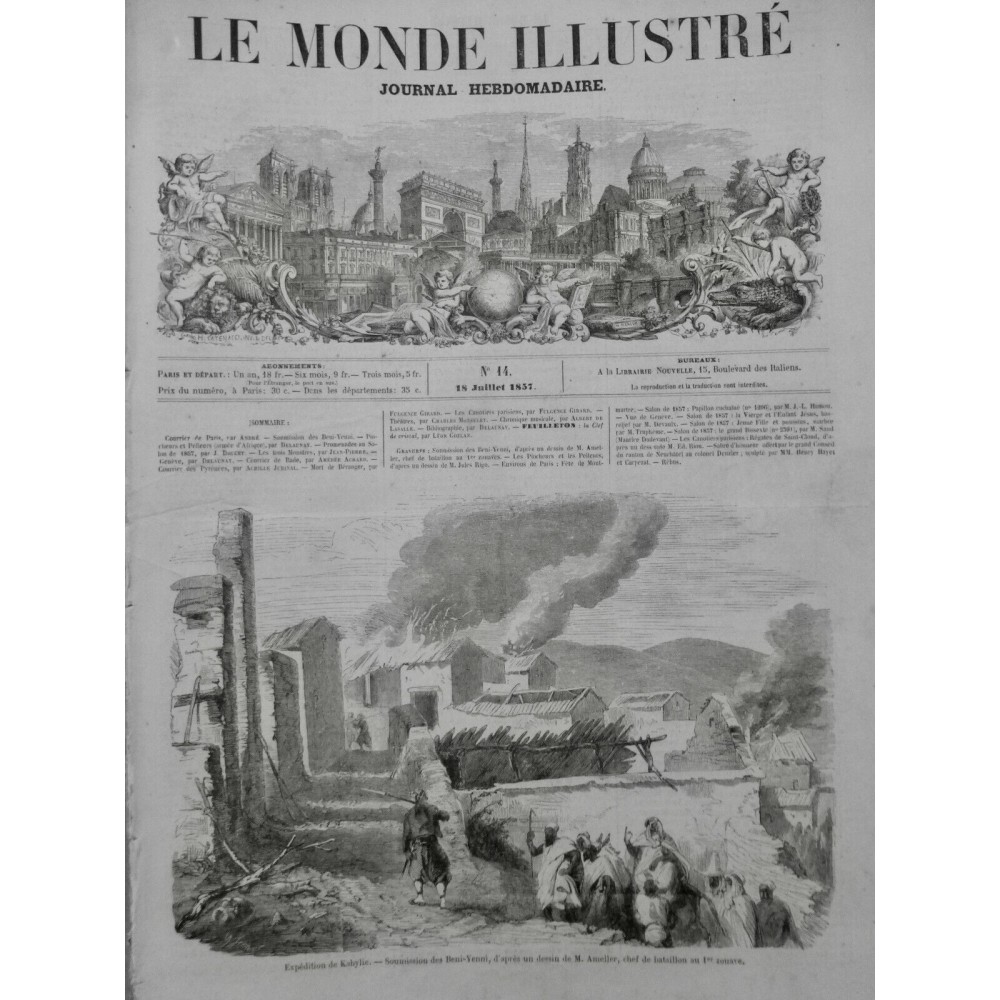 1857 MI PETIT KABILIE EXPEDITION BENI-YENNI AMELLER FORT NAPOLEON 3 JOURNAUX