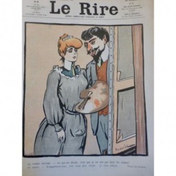 1901 LR PEINTURE MODELE CHEVALET FEMME PEINTRE BLOUSE PINCEAUX