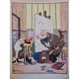 1913 LR PEINTURE MODELE CHEVALET PEINTRE ARTISTE FEMME ENFANT