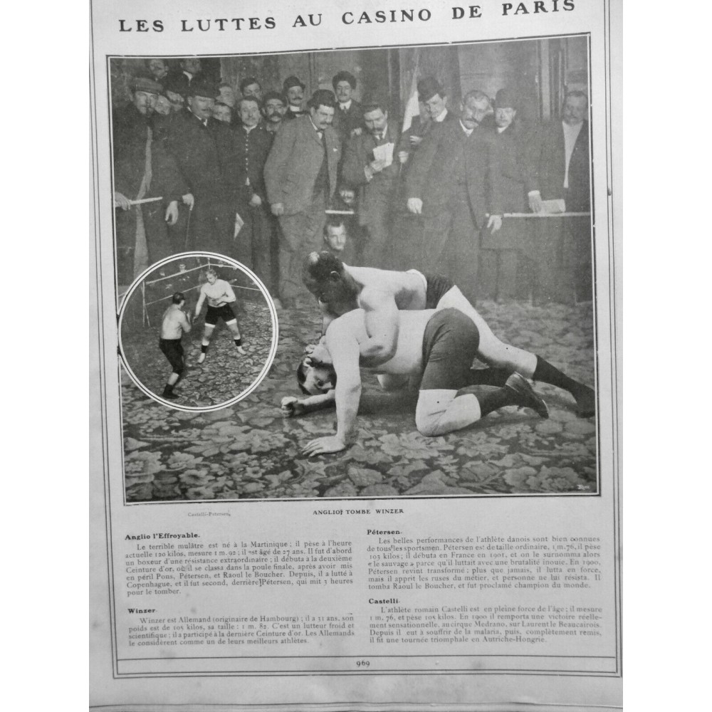 1905 VGA LUTTE CASINO PARIS ANGLIO WINZER PETERSN CASTELLI ATHLETE