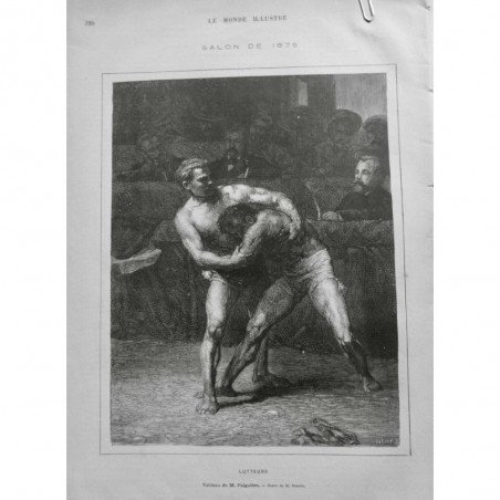 1875 MI LUTTE LUTTEUR PRISE BRAS CEINTURE TABLEAU FALGUIERE DESSIN BOCOURT