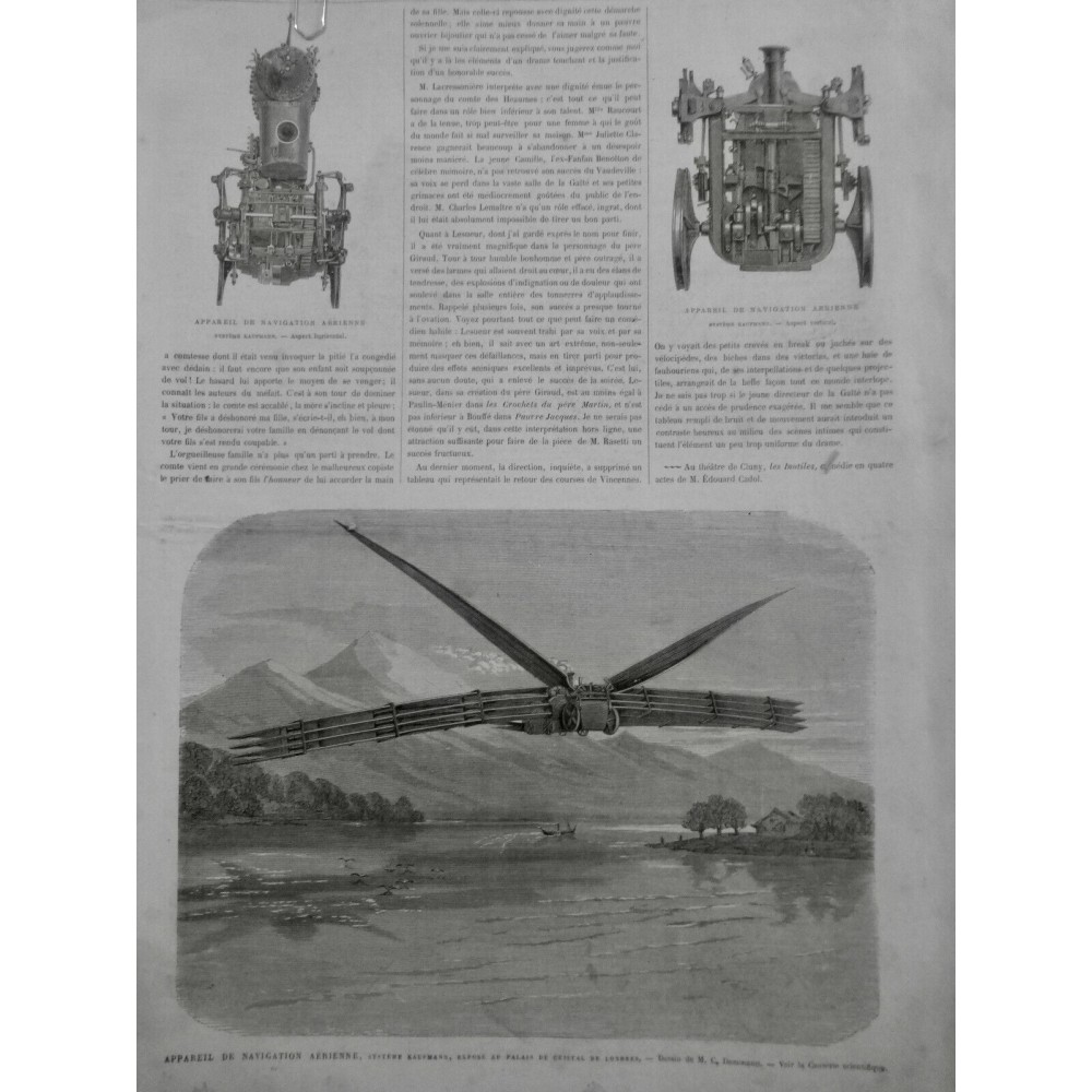 1868 UI AVIATION APPAREIL NAVIGATION AERIENNE KAUFMANN LONDRES