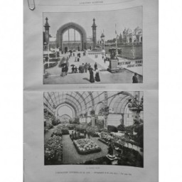 1900 UI EXPOSITION PAVILLON HORTICULTURE GRANDE SERRE FLEURS PLANTE DESSIN LEVY