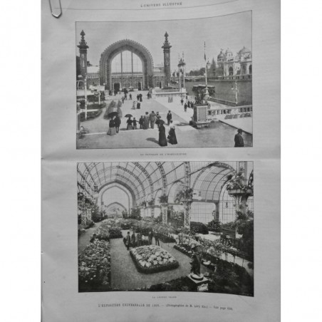 1900 UI EXPOSITION PAVILLON HORTICULTURE GRANDE SERRE FLEURS PLANTE DESSIN LEVY