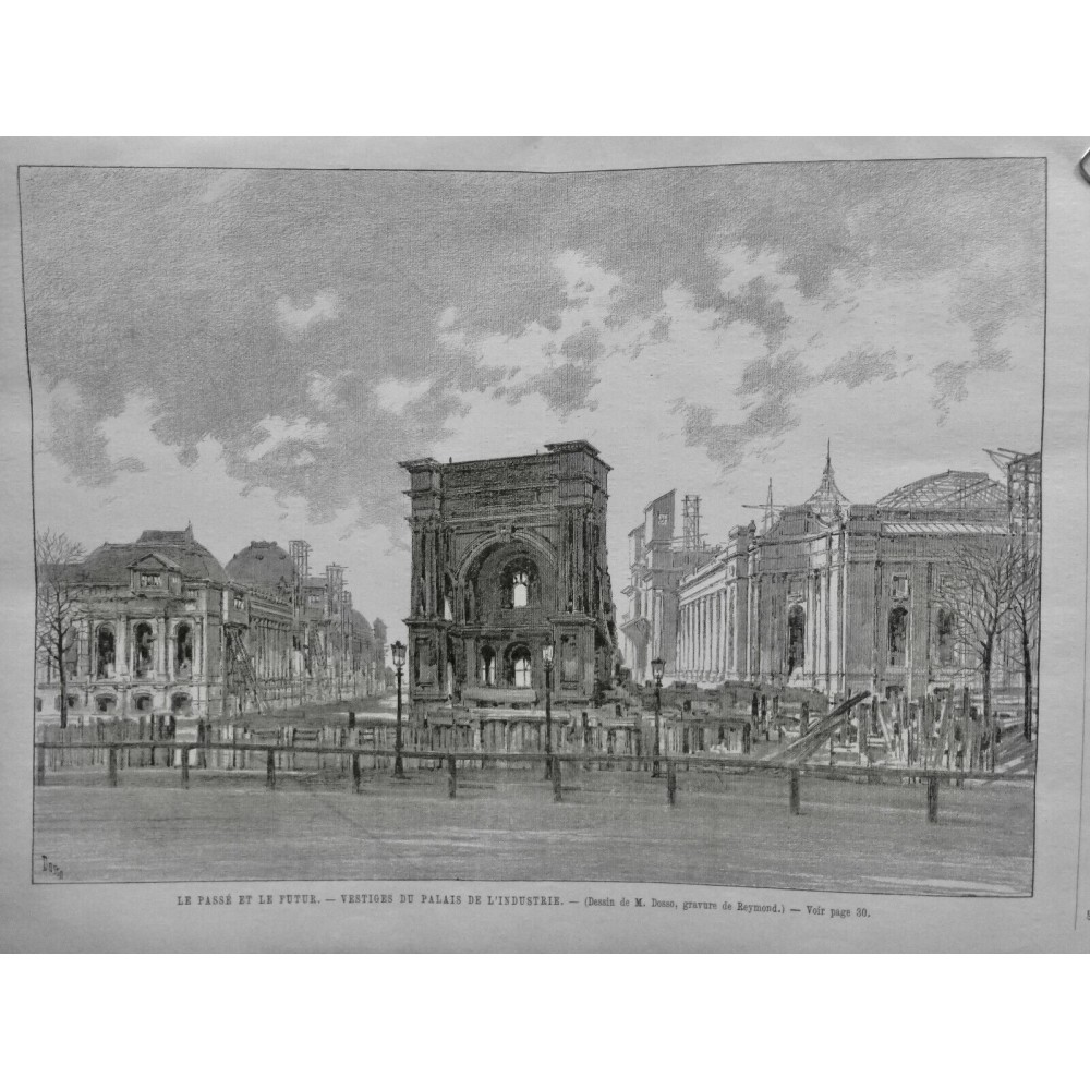 1900 UI EXPOSITION PALAIS INDUSTRIE VESTIGE PASSÉ DESSIN DOSSO