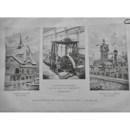 1900 UI EXPOSITION PAVILLON NORVEGE SUEDE BOIS BOBERG LARSEN MACHINE ROUE