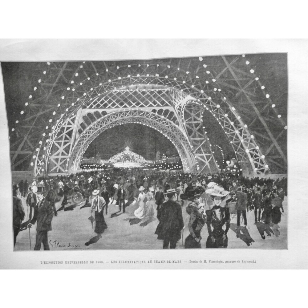 1900 UI EXPOSITION ILLUMINATION CHAMP-DE-MARS TOUR EIFFEL ECLAIREE AMPOULE