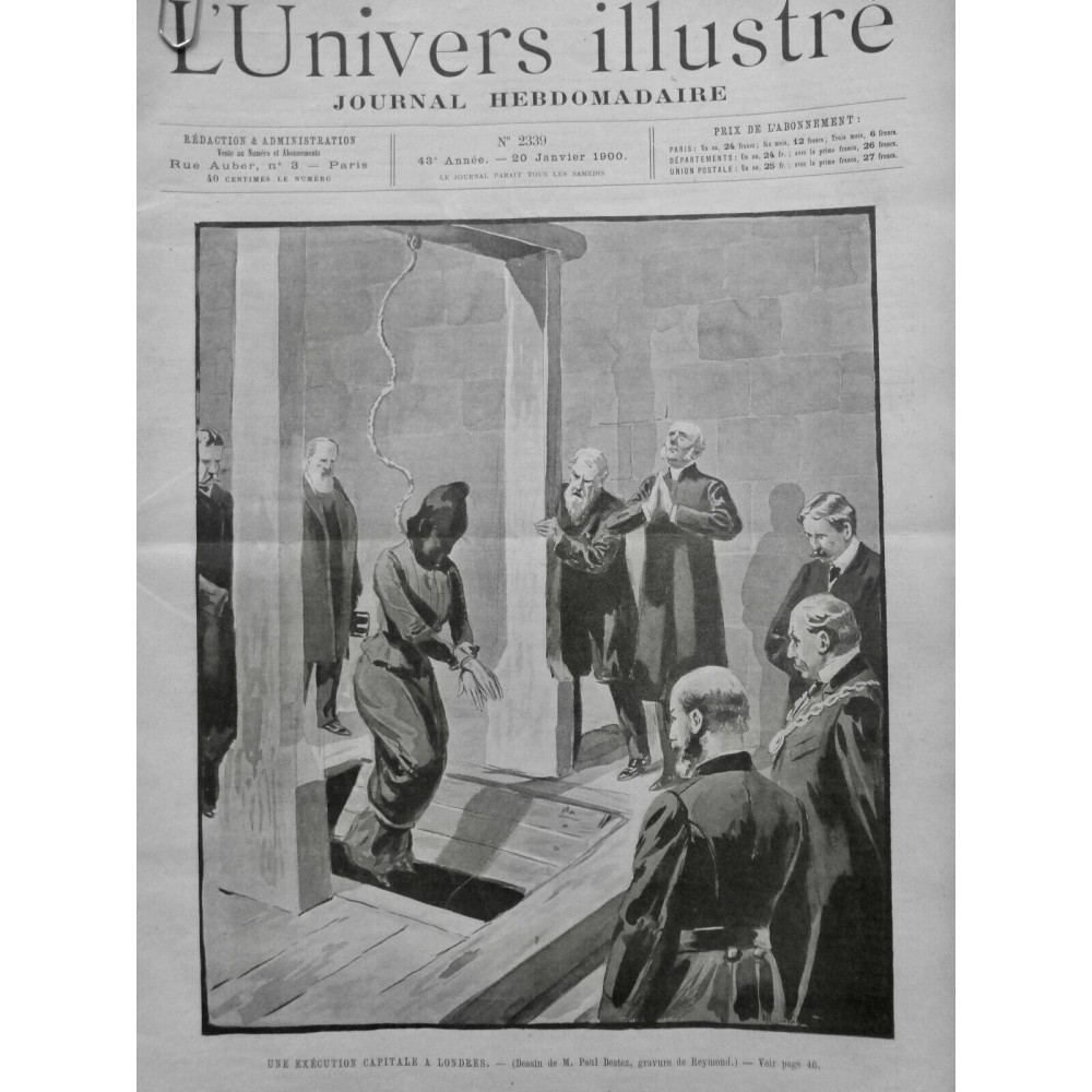 1900 UI EXPOSITION UNIVERSELLE PENDAISON EXECUTION LONDRES FEMME TRAPPE DESTEZ