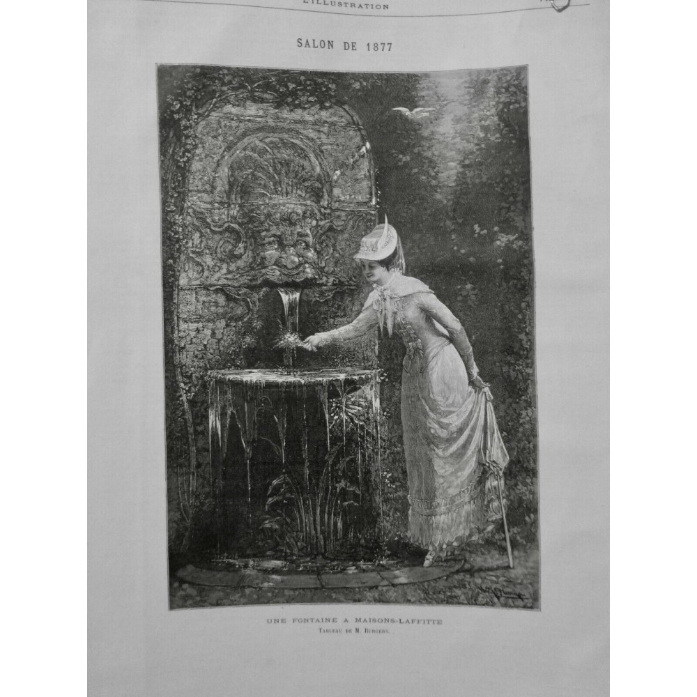 1877 I FONTAINE MAISON LAFITTE TABLEAU BURGERS EAU SOURCE SCULPTURE ORNEMENT