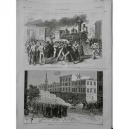 1877 I ETATS-UNBIS CHEMIN FER GREVE OUVRIERS SCRANTON COLLISION POLICE GREVISTE