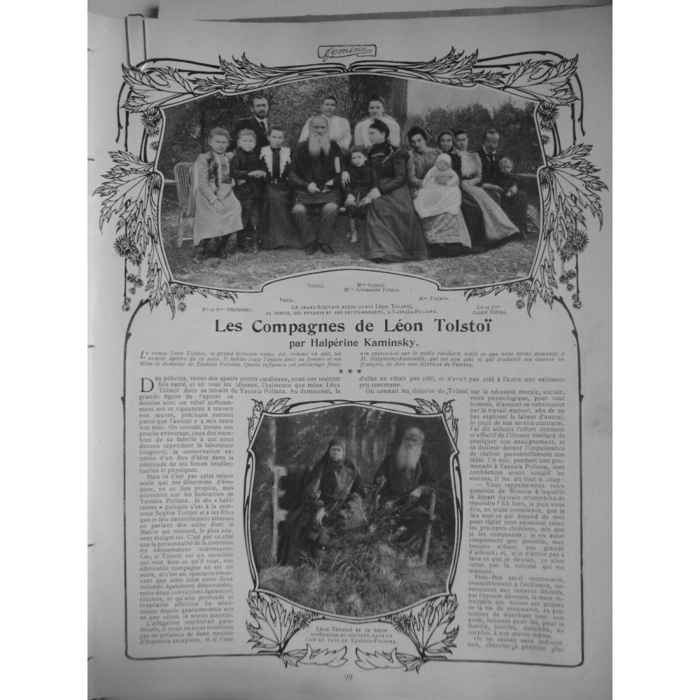 1904 F COMPAGNES LEON TOLSTOI GRAND ECRIVAIN RUSSE