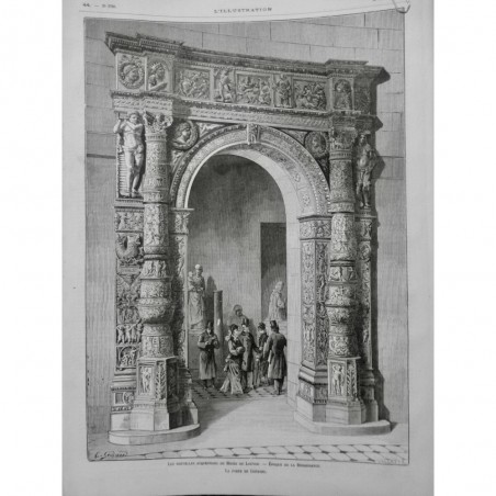 1877 I MUSEE LOUVRE ACQUISITION EPOQUE RENAISSANCE PORTE CREMONE ORNEMENT COLONN