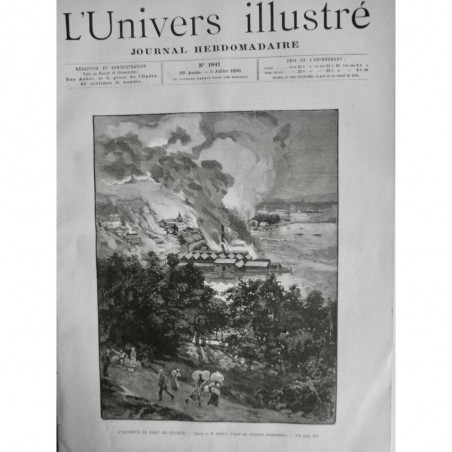 1890 UI INCENDIE FORT DE FRANCE MARTINIQUE ILE ACCIDENT VENT SECOURS ST PIERRE