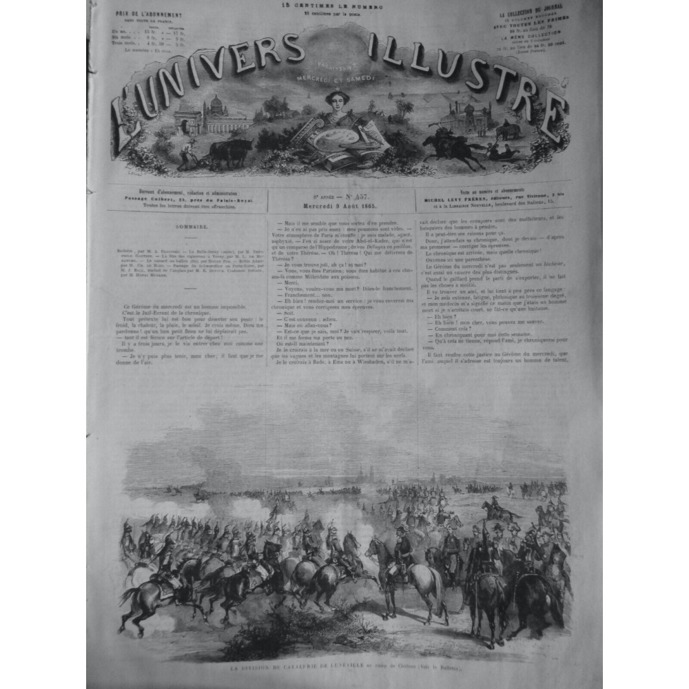 1865 UI DIVISION CAVALERIE LUNEVILLE CAMP CHALONS