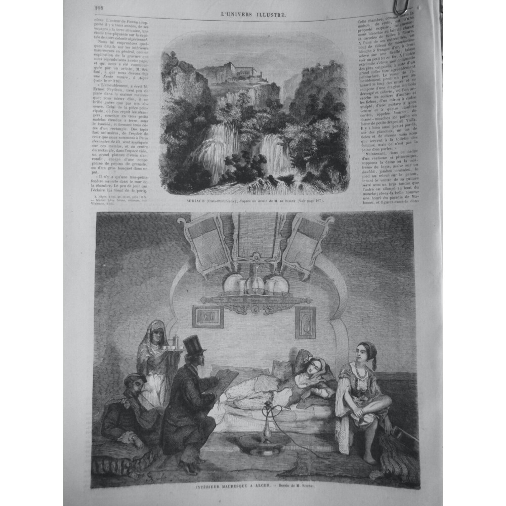 1865 UI INTERIEUR MAURESQUE ALGER DESSIN M. SCIFONI