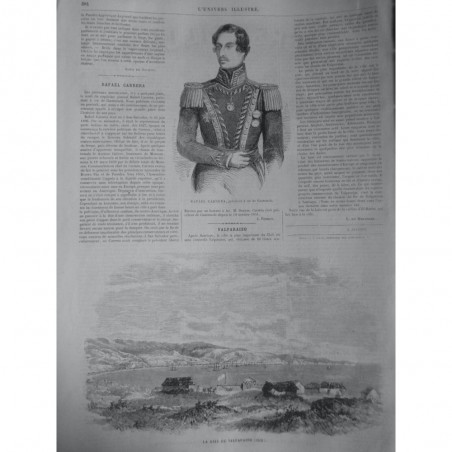 1865 UI RAPHAEL CARRERA PRESIDENT GUATEMALA BAIE VALPARAISO CHILI