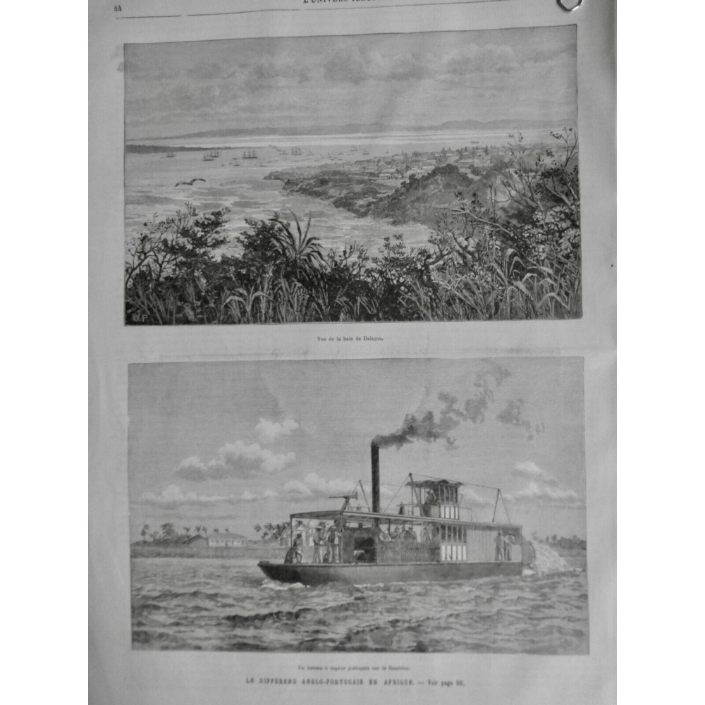 1890 UI BAIE DALAGON BATEAU VAPEUR PORTUGAIS ZAMBESE DIFFEREND ANGLO AFRIQUE