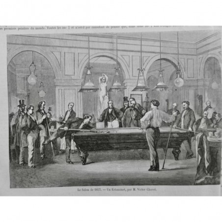 1857 MI BILLARD MATCH SALLE ESTAMINET VICTOR CHAVET