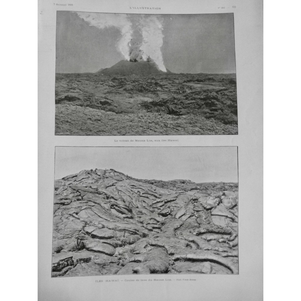 1899 I ILES HAWAÏ VOLCAN MAUNA LOA COULEE LAVE ERUPTION