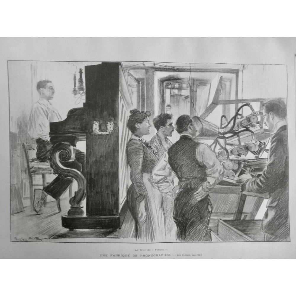 1899 I PHONOGRAPHE FABRICATION TRIO FAUST PIANO PIANISTE