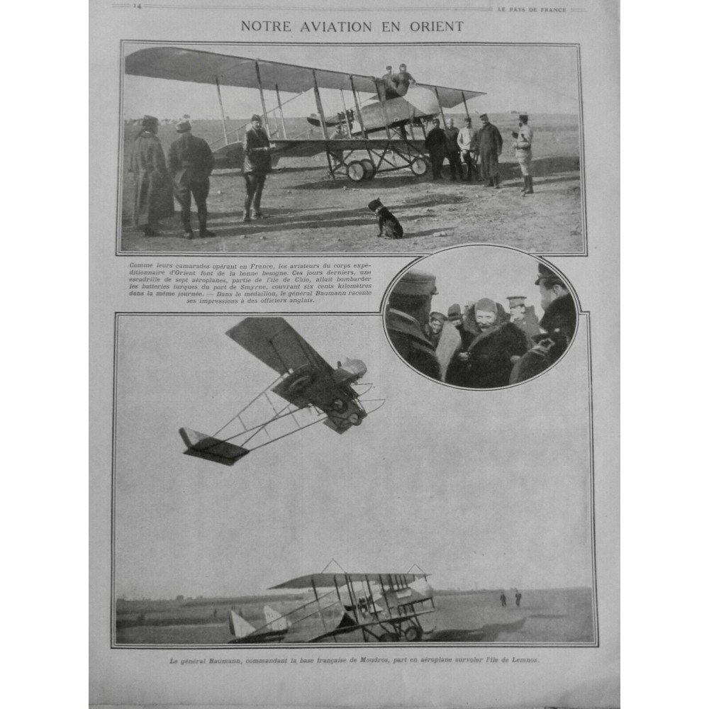 1916 PF AVIATION ORIENT AEROPLANE ESCASRILLE BOMBARDEMENT GL BAUMANN