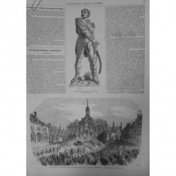 1855 ILLUSTRATION JOURNAL UNIVERSEL GENERAL RAPP STATUE BRONZE BERTHODI