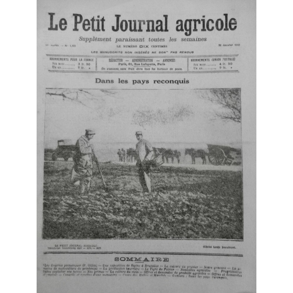 1914 18 LPJA AGRICULTURE CULTURE TERRE POILUS LABOUR PLANTATION