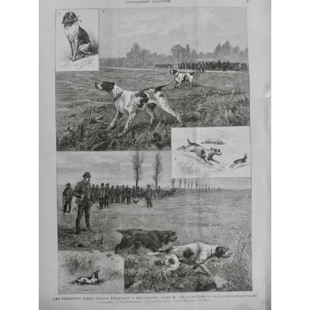 1888 O ESCLIMONT FIELD TRIALS FRANCAIS ROCHEFOUCAULD CHIEN CHASSE GIBIER