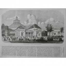 1873 I VIENNE EXPOSITION PAVILLON EMPEREUR AUTRICHE BATIMENT ARBRE FONTAINE